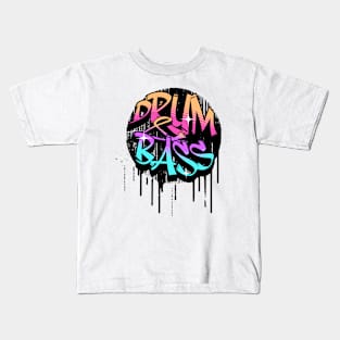 DRUM AND BASS  - Graffiti Paint Drip (blue/orange/purple) Kids T-Shirt